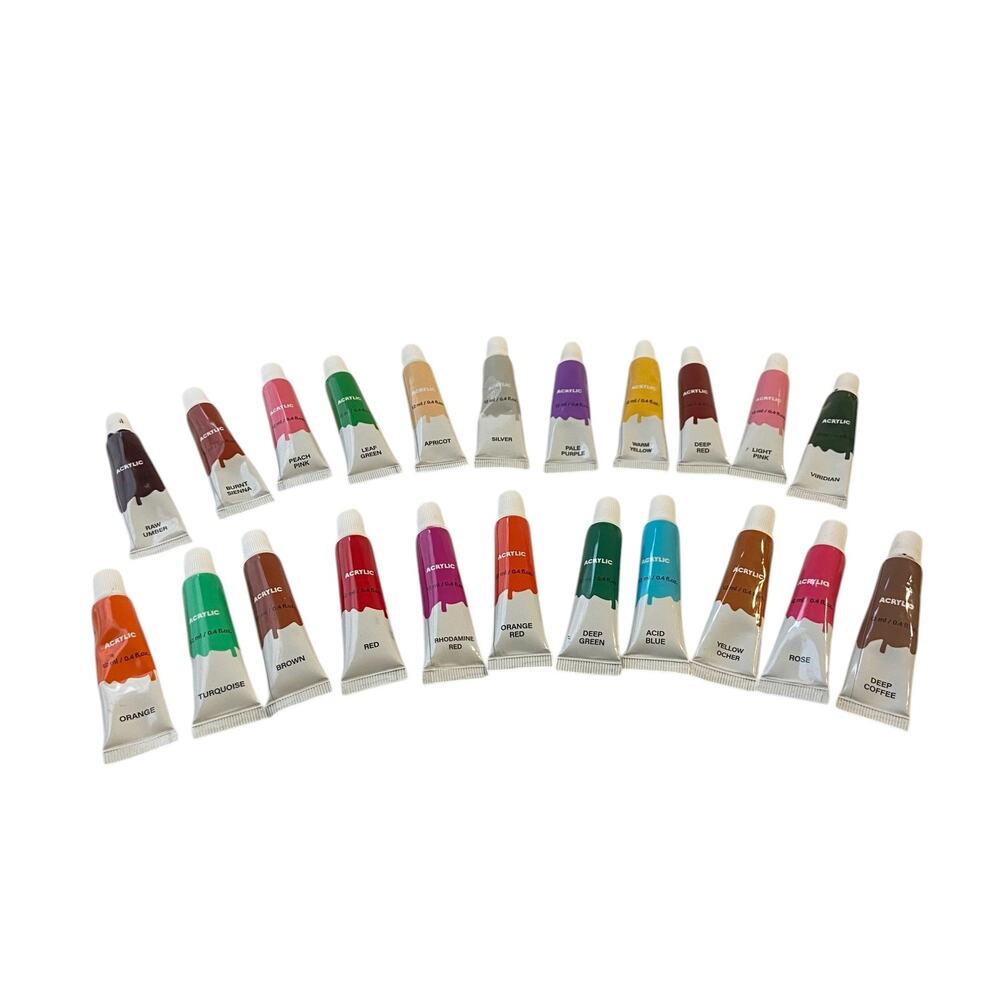 Acrylic Paint 0.4 oz Assorted Mix Colors Craft Hobby Artist Lot Set of 22 Tubes